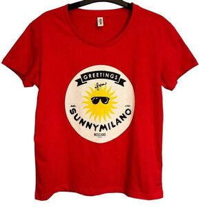 Moschino Swim Shirt Size Small Women's Red Sunny Milano Graphic Summer Designer